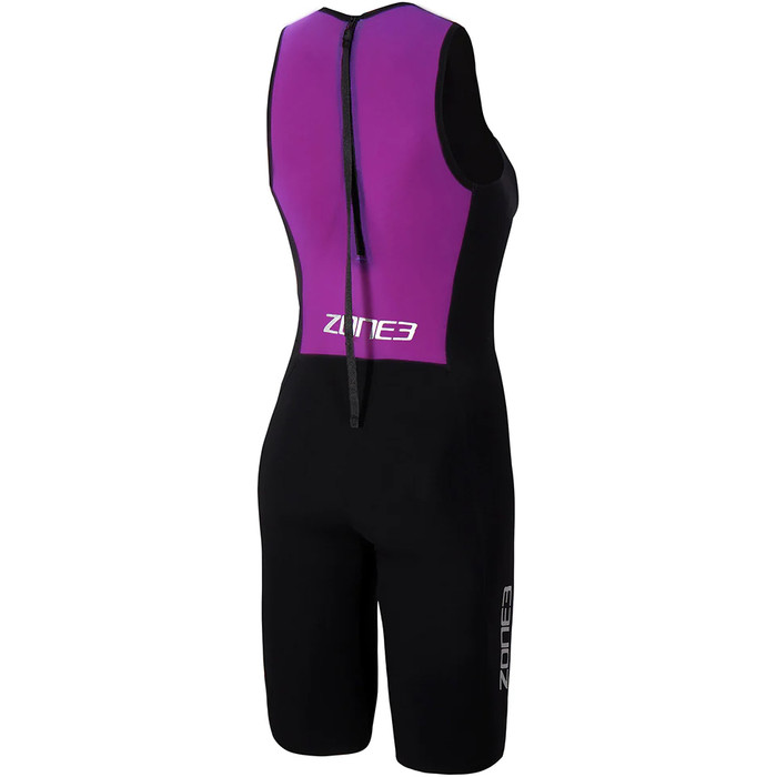 2024 Zone3 Womens Streamline Back Zip Sleeveless Shorty Swimskin SS18WSTL101 - Black / Purple